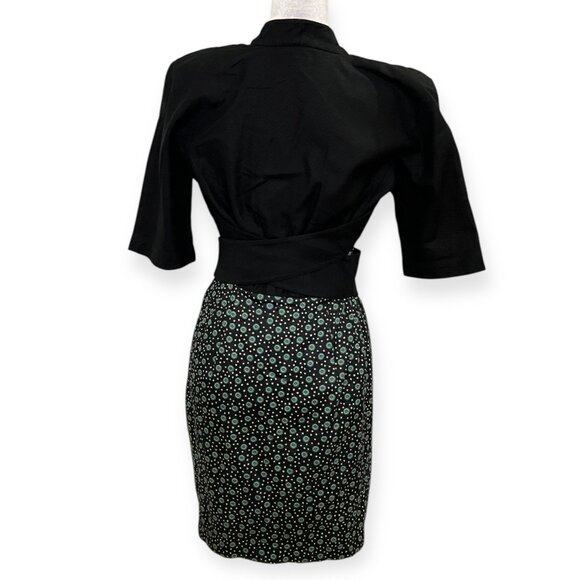 Vintage SANTA FE Floral Dress Women’s Size 4 90s Retro Bodycon Black Garden Prin - Picture 2 of 11